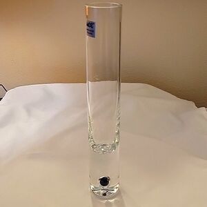 ACC Crystal Vase, with Cobalt Blue Bubble Base. Made in Poland